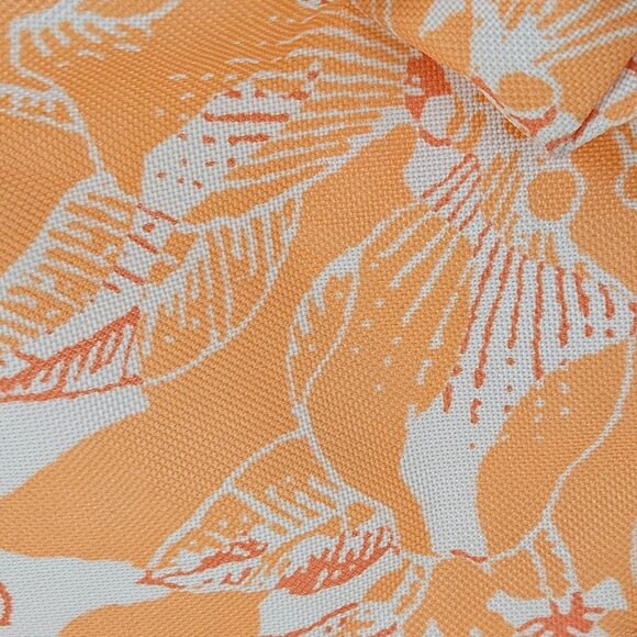 Clinique Makeup Cosmetic Pouch Floral Orange White Canvas Silver Zipper Pull - Picture 7 of 7